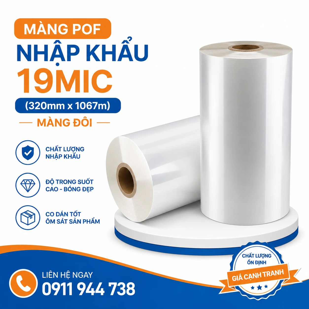 MÀNG POF NHẬP KHẨU 19MIC (320mmx1067mm)