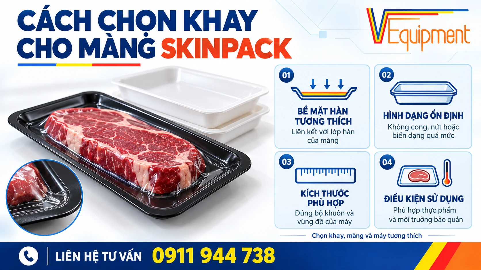 khay dùng cho màng skinpack