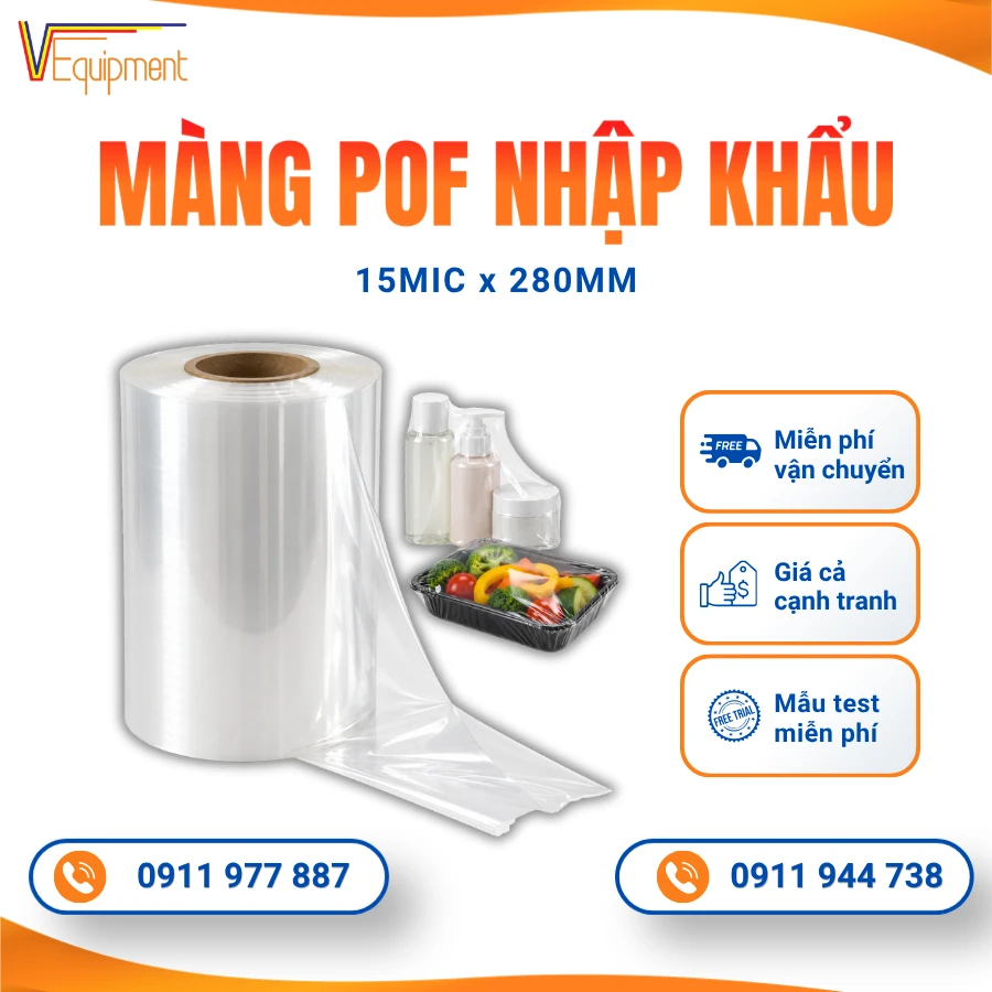Màng Co Đôi POF 15 Mic 280mm Giá Rẻ, Chính Hãng