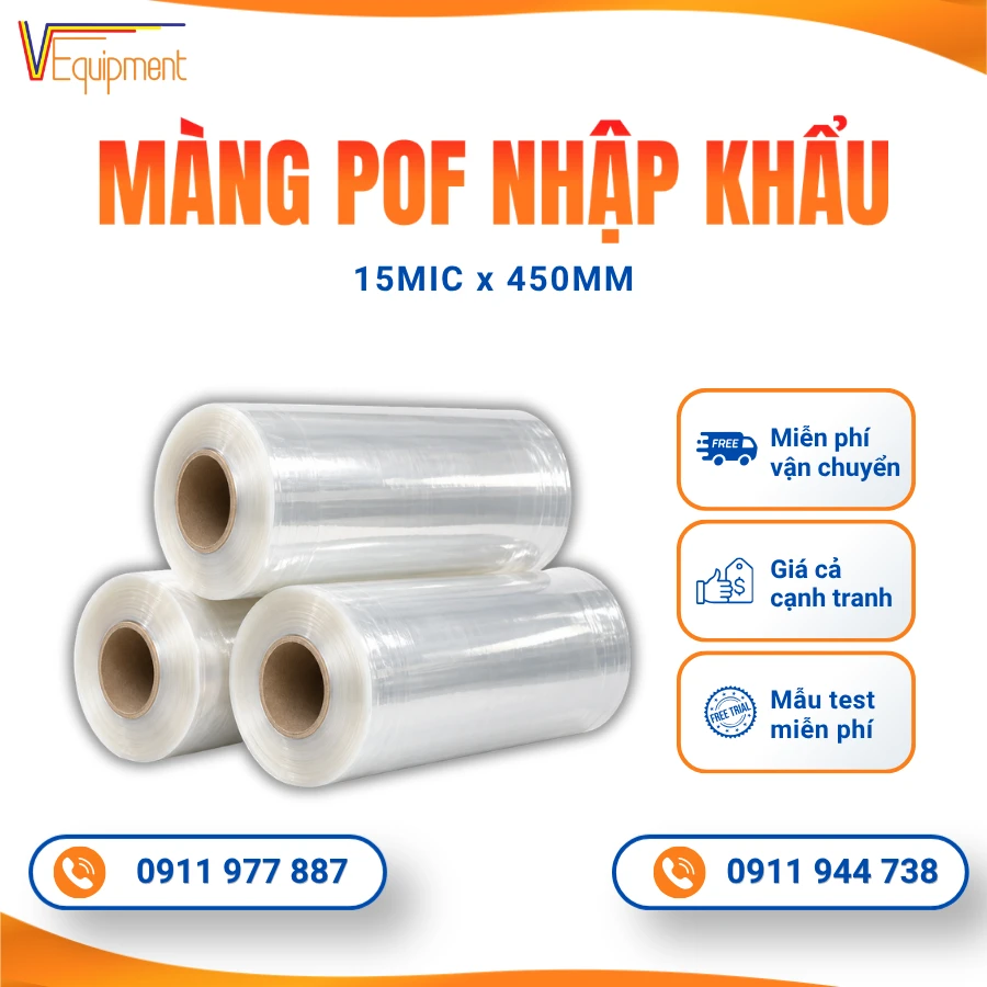 Màng Co Đôi POF 15 Mic 450mm Bọc Hộp Giấy, Bìa Vở, Tạp Chí