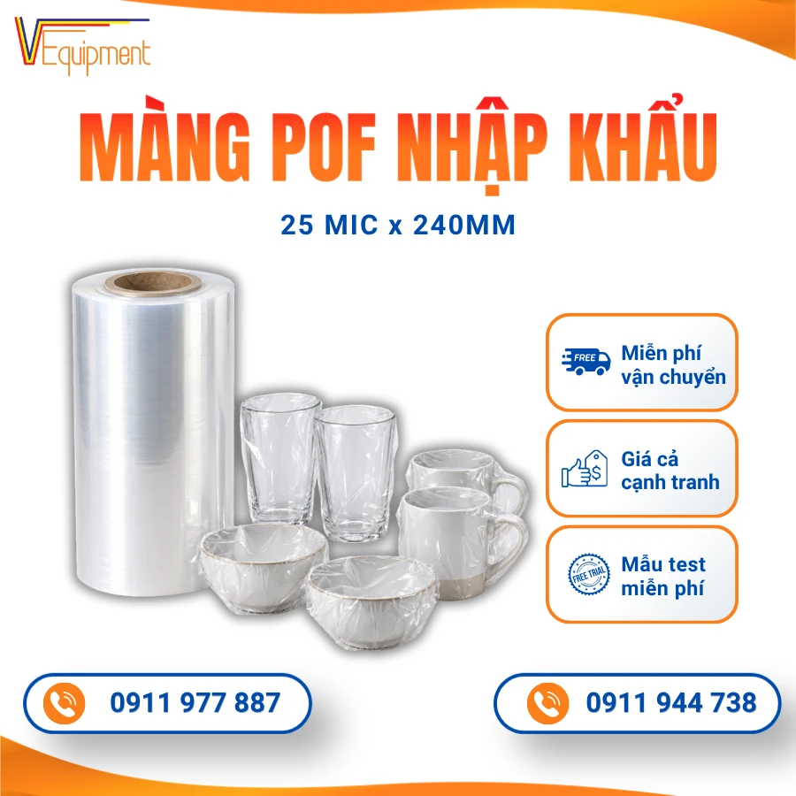 Màng Co Đôi POF 25 Mic 220mm Sẵn Hàng Giao Ngay, Giá Tốt