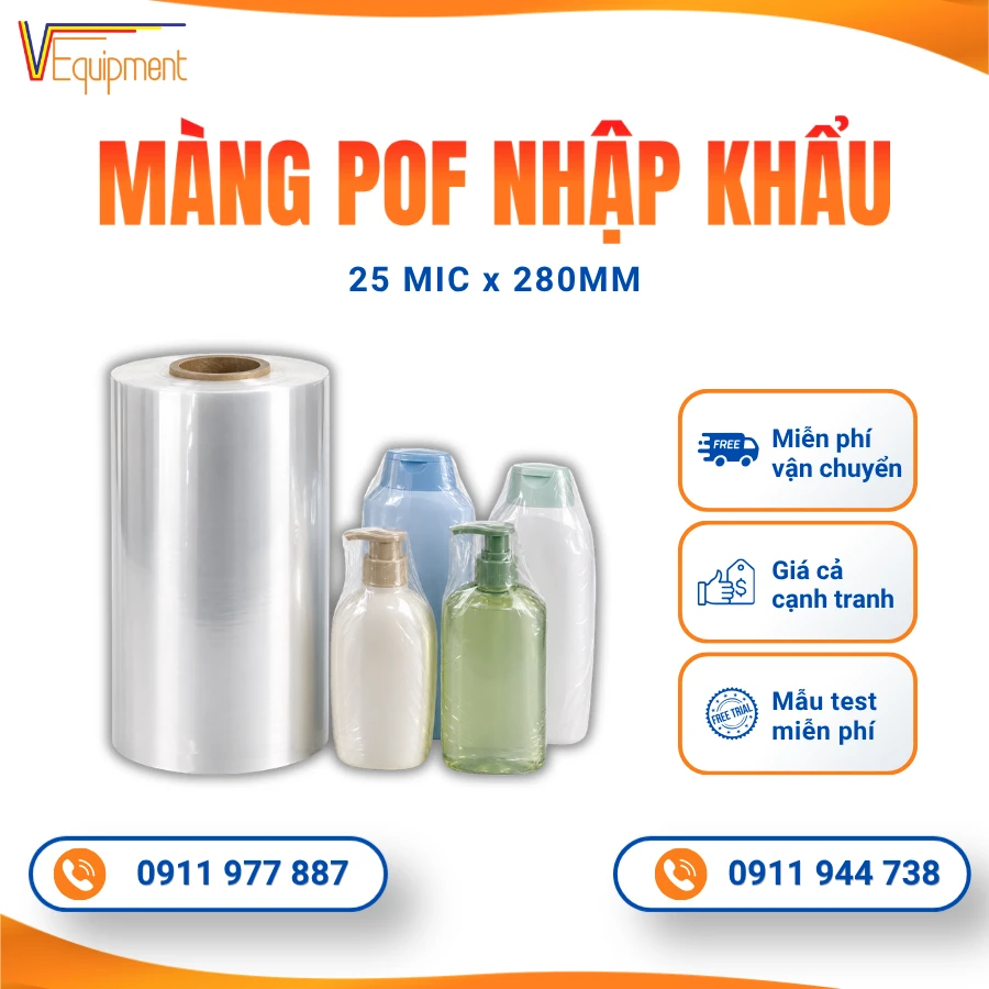 Màng Co Đôi POF 25 Mic 280mm Siêu Dẻo Bền, Màng Co Cao Cấp