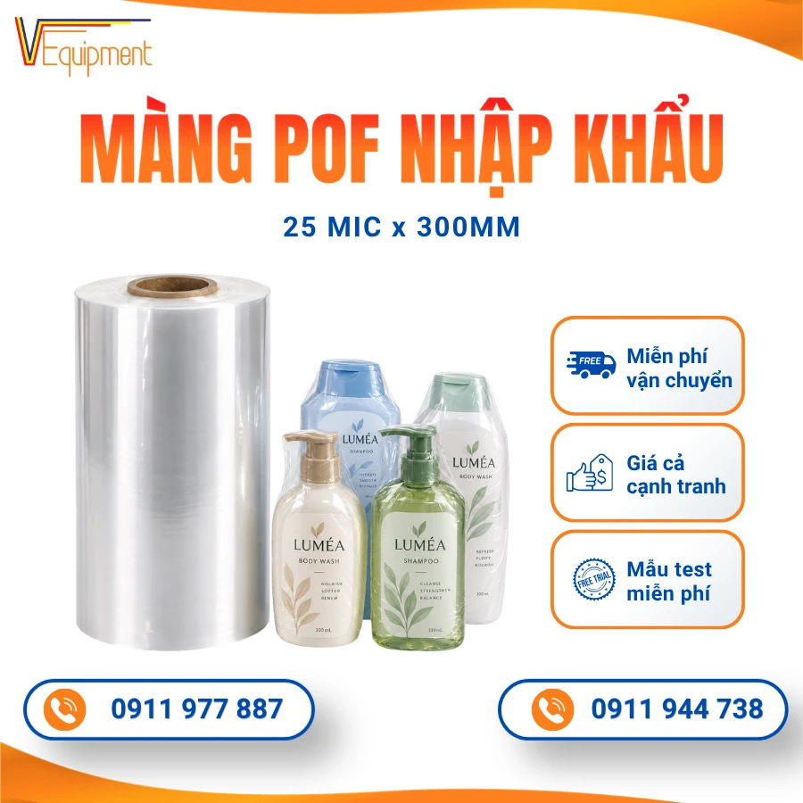 Màng Co Đôi POF 25 Mic 300mm Giá Rẻ, Sẵn Hàng