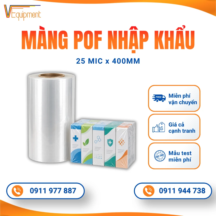 Màng Co POF 25 Mic 400mm Chịu Lực Tốt, Nhập Khẩu Chính Hãng